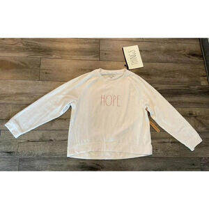Rae Dunn Sweatshirt Shirt Cream Pink HOPE Extra Large XL New